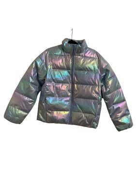 J.CREW CREWCUTS Kids Iridescent Puffer Jacket Shimmer Silver NEW Size XXL